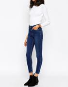 Asos Ridley Skinny Jeans In Botanic Dark Stonewash - Botanic Drak Blue