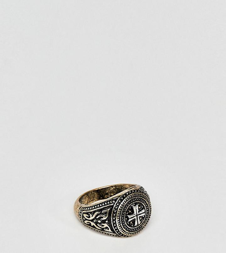 Reclaimed Vintage Inspired Signet Ring With Cross Design Engraving Exclusive At Asos-silver