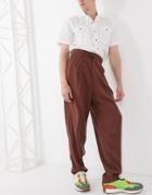 Asos Design High Waist Slim Smart Pants In Twill-brown