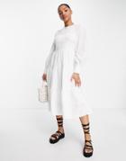 Urban Revivo Tiered Midi Dress In White