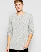Bellfield Knitted Sweater In Gray Melange - Ecru