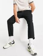 Topman Organic Cotton Blend Tapered Chinos In Black