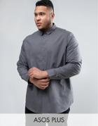 Asos Plus Regular Fit Charcoal Shirt - Gray