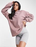 Asos Design Minimal Hoodie In Washed Heather-purple