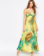 Traffic People Silk Cami Maxi Dress In Floral Print