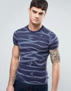 Armani Jeans All Over Logo T-shirt Slim Fit In Blue - Blue