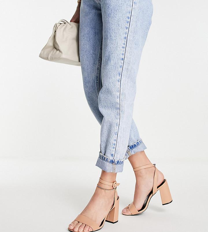 Raid Wide Fit Wink Block Heeled Sandals In Beige-neutral