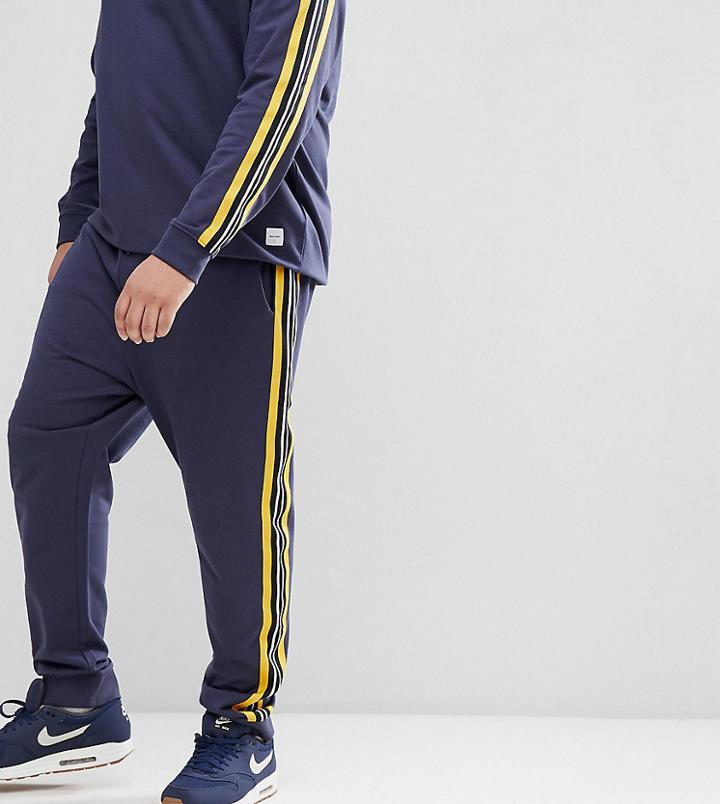 Only & Sons Plus Jogger With Track Stripe - Navy