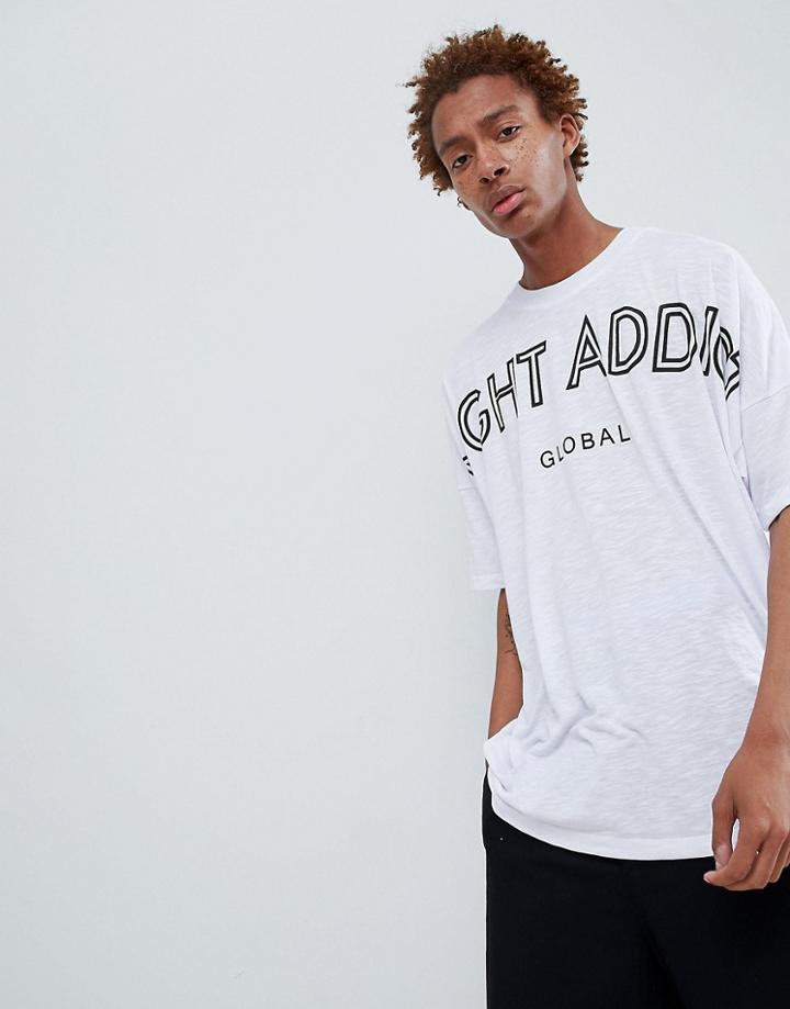 Night Addict Dropped Shoulder Back Print T-shirt - White