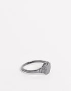 Asos Design Pinky Ring With Emboss In Gunmetal-silver