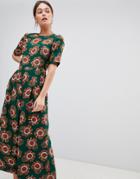 Traffic People Large Floral Print Culotte Jumpsuit - Green