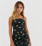 Reclaimed Vintage Inspired Mini Cami Dress With Tie Straps Detail In Coin Print - Multi
