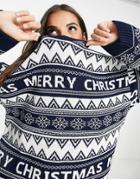 Asos Design Foundation Christmas Sweater In Fairisle Pattern-blues