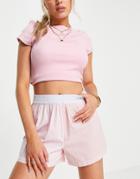 Pieces Boxy Shorts In Pink Stripe - Part Of A Set