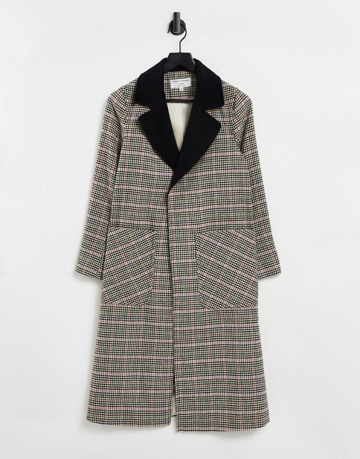 Helene Berman Long Ruth Double Sided Plaid Coat In Multi