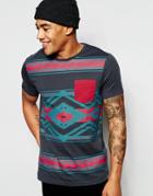 Asos T-shirt With Geo-tribal Print And Contrast Pocket And Sleeves