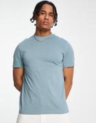 Asos Design T-shirt With Crew Neck In Washed Blue