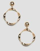 Asos Design Earrings With Twisted Open Circle In Gold - Gold