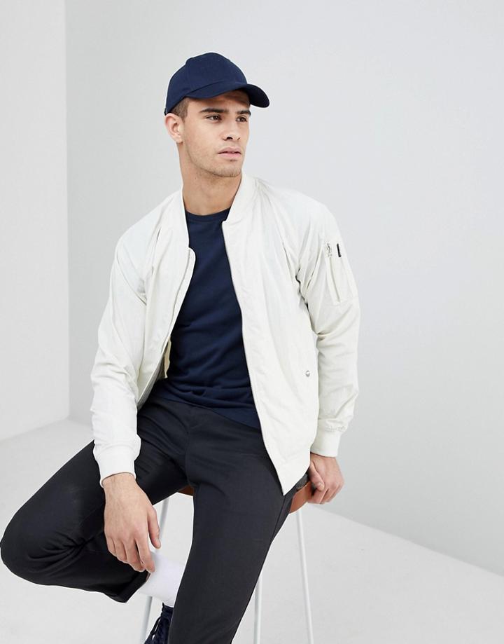 Penfield Okenfield Nylon Bomber Jacket In White - White
