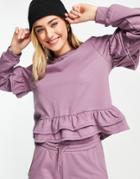 Influence Frill Hem Sweater In Dusky Violet - Part Of A Set-purple