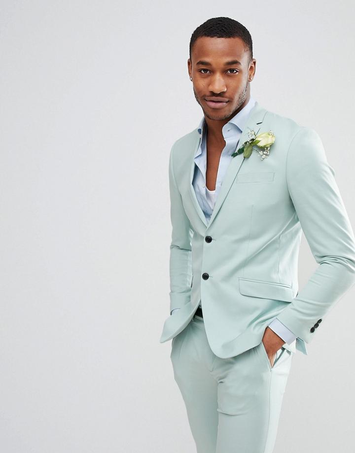 Jack & Jones Premium Skinny Suit Jacket In Dusty Green - Green