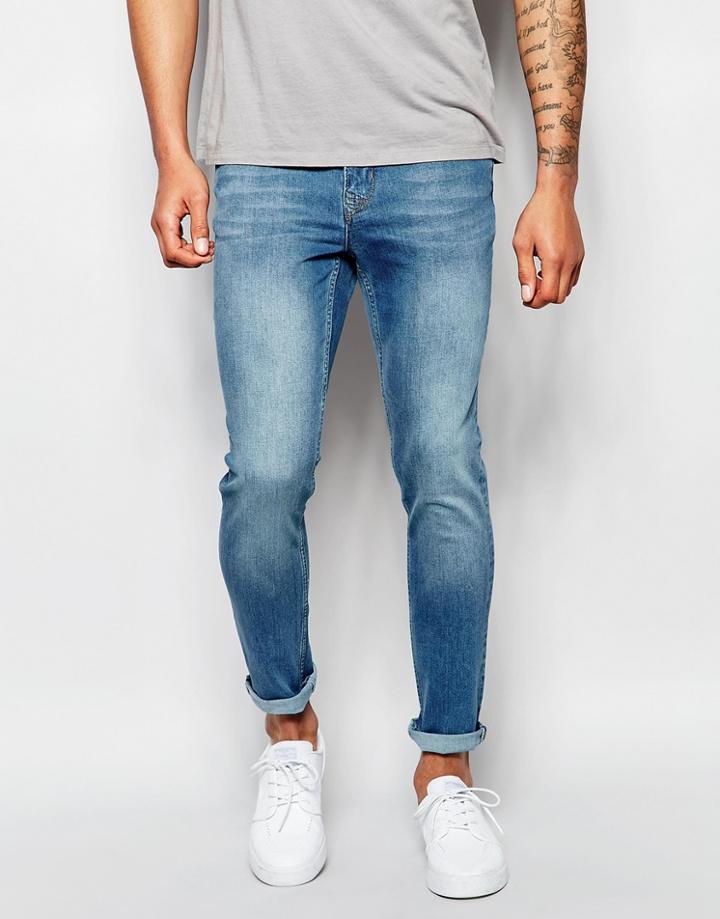 Hoxton Denim Mid Wash Skinny Skinny Jean - Blue