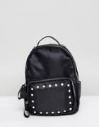 Yoki Fashion Mini Satin Backpack With Pearl Embellishment - Black