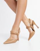 Asos Design Peppermint Slingback High Heeled Shoes In Camel-neutral