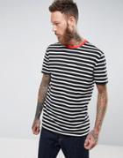 Asos Longline Stripe T-shirt With Contrast Ringer - Black
