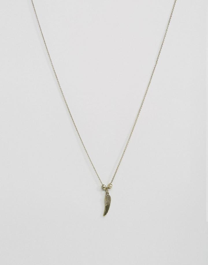 Asos Necklace With Wing Pendant - Silver