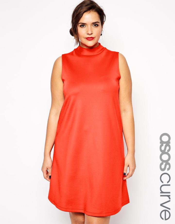 Asos Curve Scuba Swing Dress With High Neck - Black $26.00