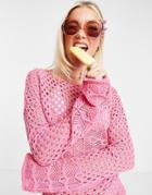 Miss Selfridge Crochet Top In Pink