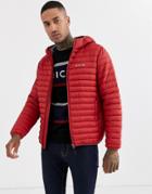 Nicce Puffer Jacket With Hood In Burgundy