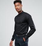 Noose & Monkey Tall Skinny Smart Shirt With Grandad Collar - Black