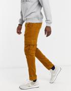 New Look Cord Cargo Pants In Tan-brown