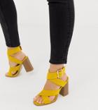 Raid Wide Fit Abree Bright Yellow Stacked Heel Sandals - Yellow