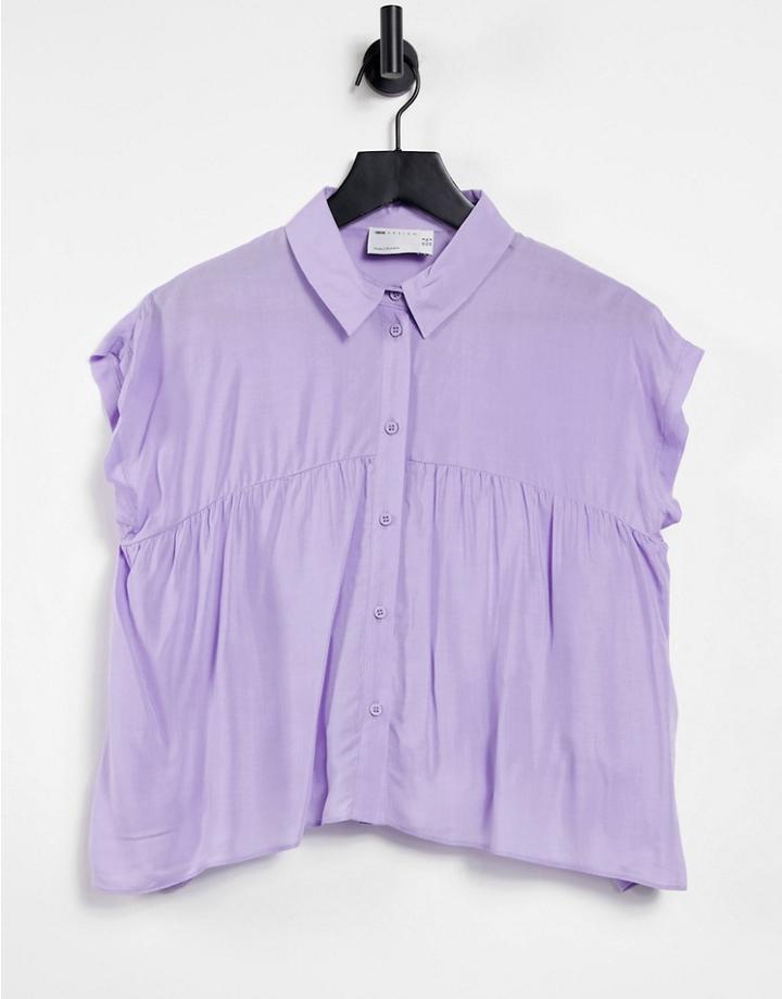 Asos Design Smock Shirt With Dipped Hem In Lilac-purple