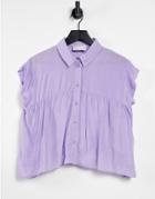 Asos Design Smock Shirt With Dipped Hem In Lilac-purple