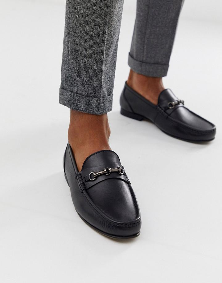 Asos Design Loafers In Black Leather - Black