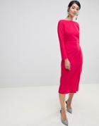 Closet London Pencil Dress With Split In Raspberry - Pink