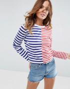 Asos T-shirt In Boxy Fit And Cut About Stripe - Multi