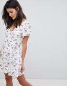 Abercrombie & Fitch Floral Wrap Dress - White