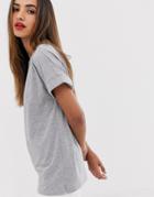 Asos Design Boyfriend T-shirt With Roll Sleeve In Gray Marl - Gray