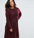 Asos Curve Sweater Dress In Ripple Stitch - Red