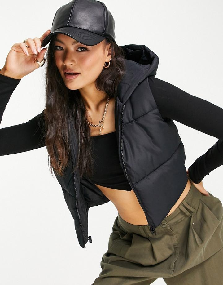 Na-kd Padded Cropped Vest In Black