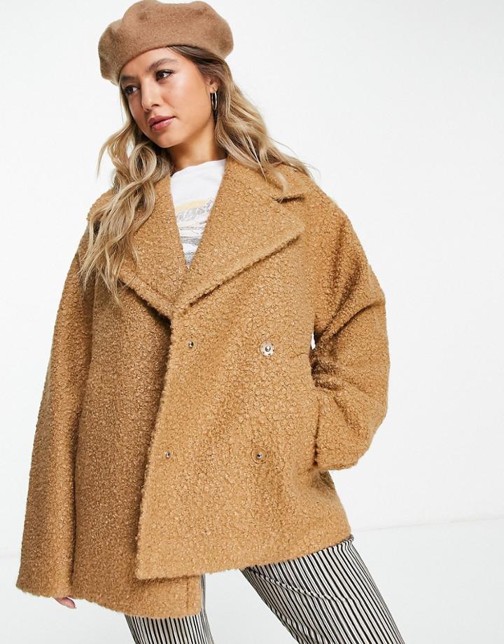 Monki Boucle Jacket In Camel-neutral