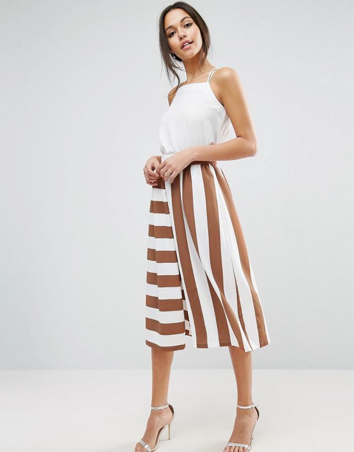 Asos Mixed Stripe Culotte Pants - Multi