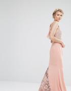 Jarlo Petite Halter Neck Maxi Dress With Lace Bodice - Pink