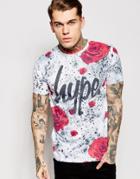 Hype T-shirt With Speckle Rose Print - White