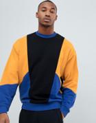 Asos Design Oversized Sweatshirt With Color Block - Black